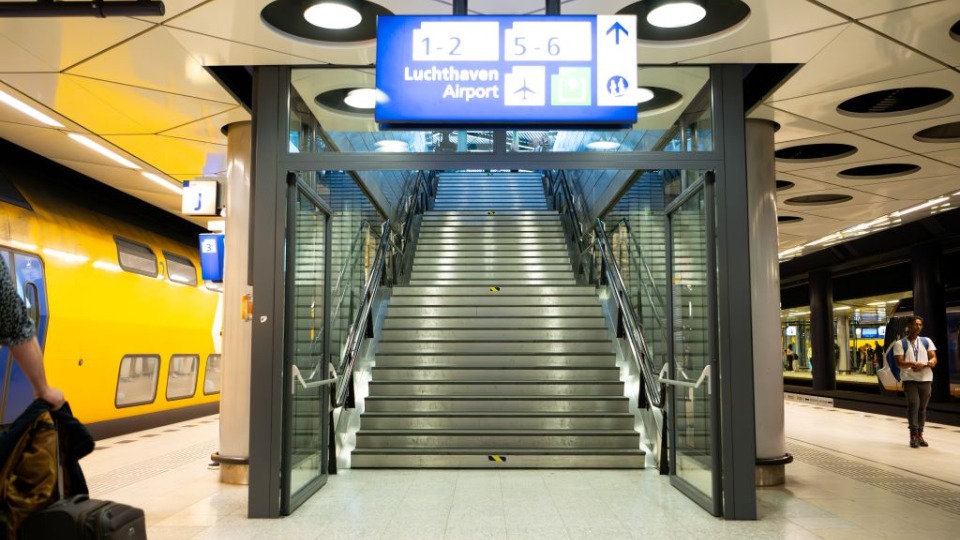 Schiphol Airport Station Upgrades with New Stairs, Escalators, and Lifts